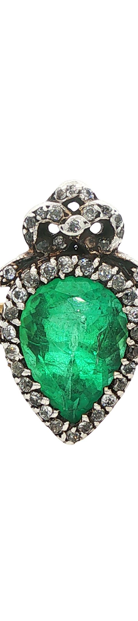Vintage 18K Gold Ring with Emerald and Diamond